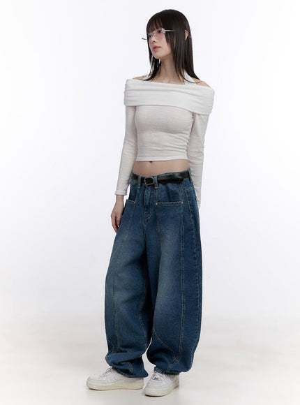 Off-Shoulder Crop Top with Halter Strap CF512