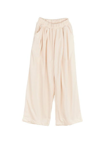 cozy-pintuck-wide-leg-sweatpants-cm517 / Light beige